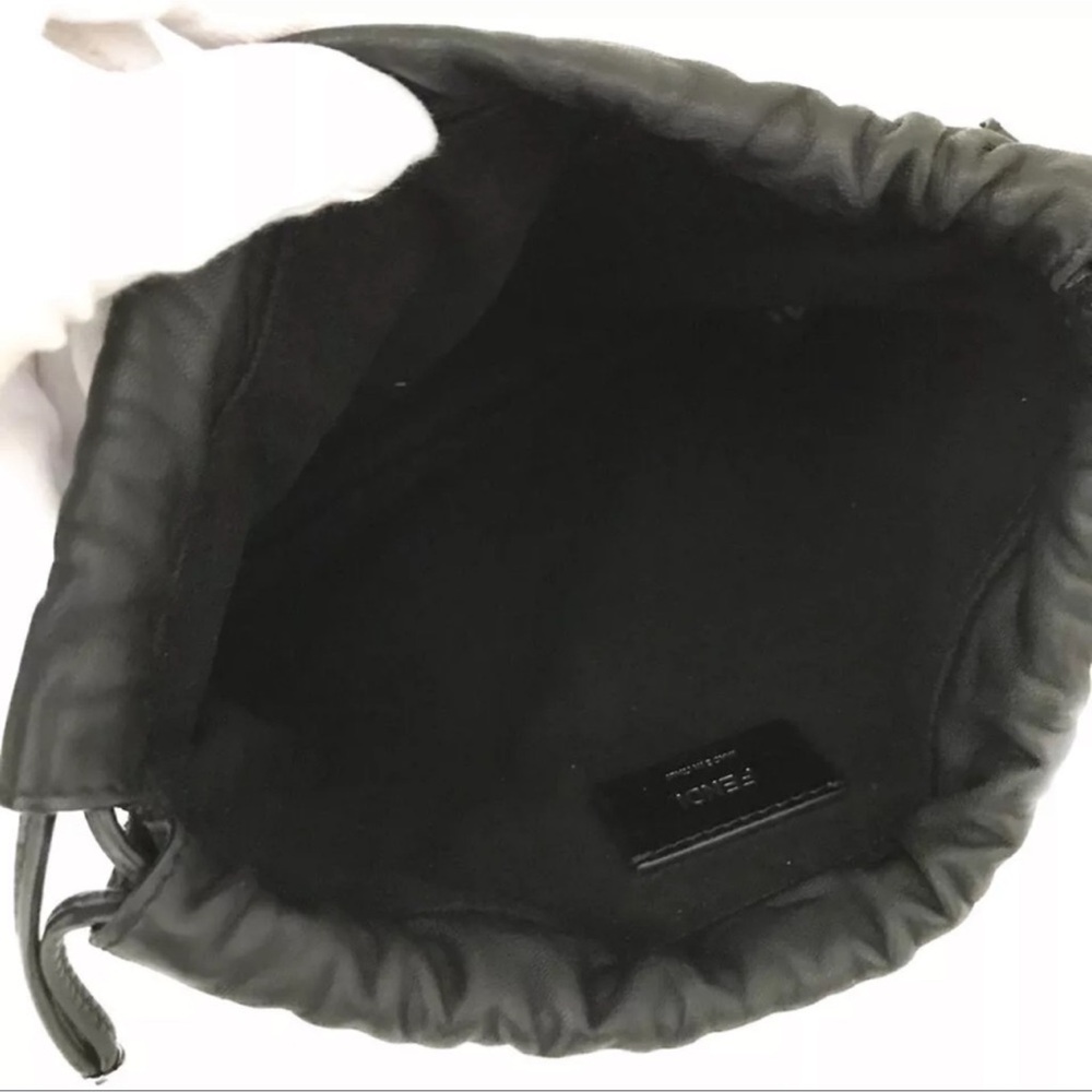 FENDI Roma Black Nappa Leather Drawstring Mini Crossbody Bag - Picture 7 of 11